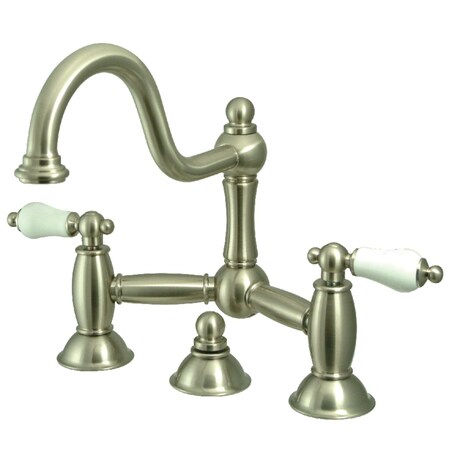 Kingston Brass KS3918PL Restoration Bathroom Bridge Faucet, Brushed Nickel KS3918PL